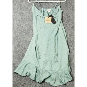 Sugar & Cream Sunsations Women's Sz S Spaghetti Strap Green Polka Dot Sun Dress